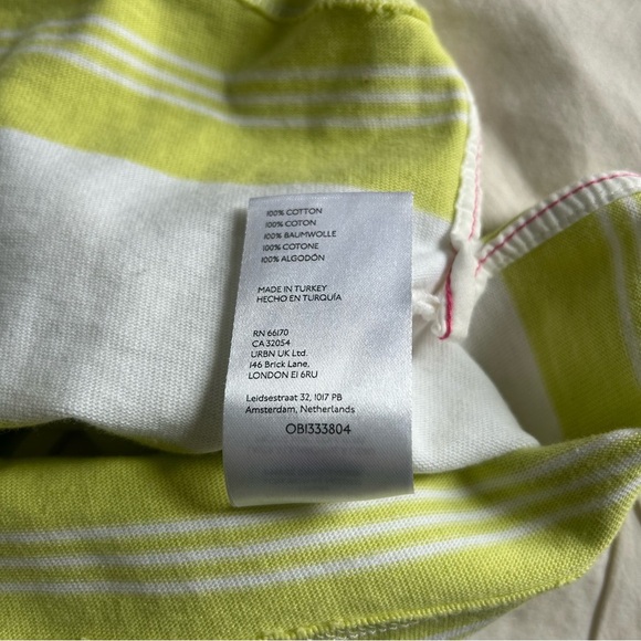 Maeve By Anthropologie Vintage Small Green and White Striped Polo Shirt - Picture 7 of 7
